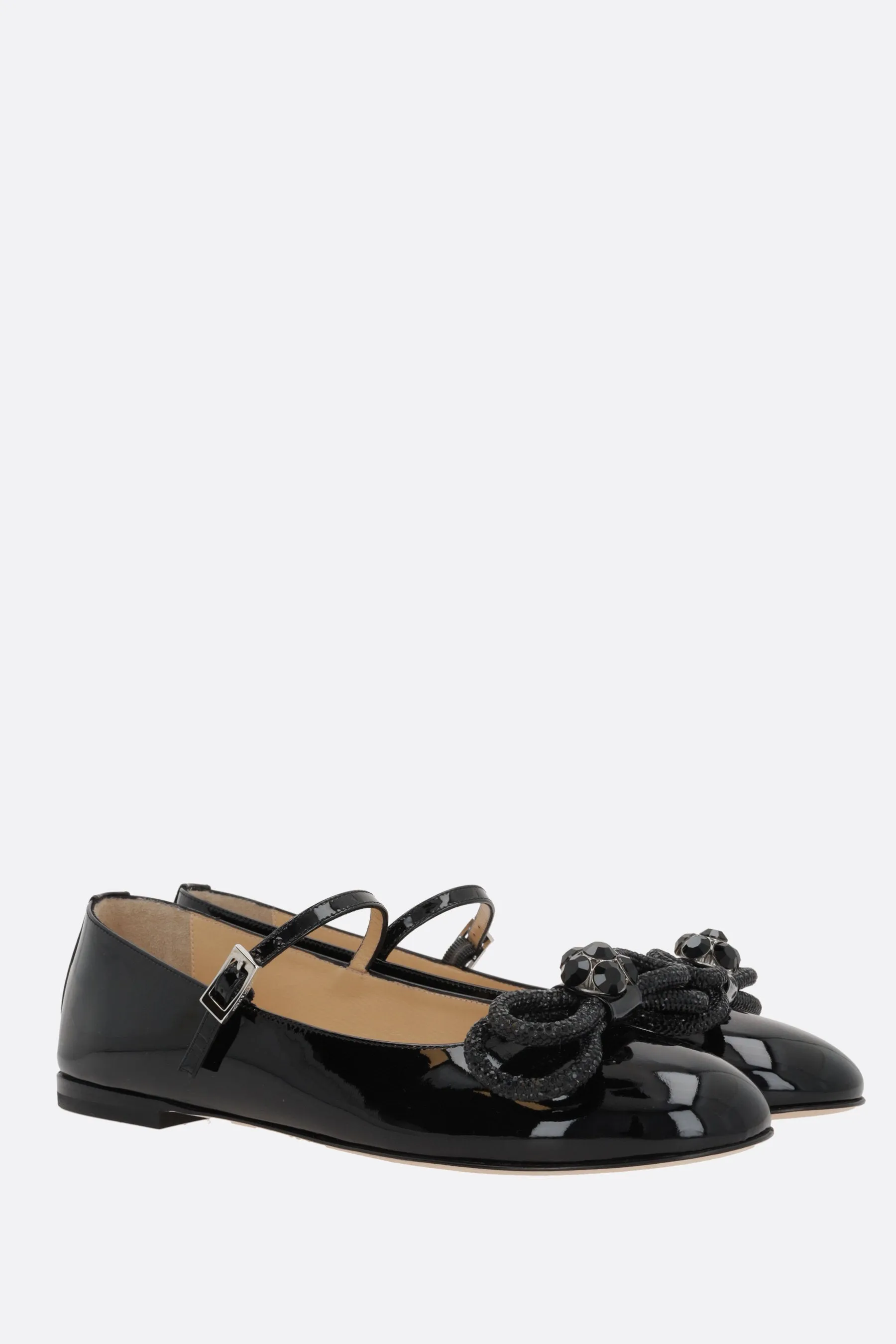 Double Bow patent leather mary-jane ballerinas