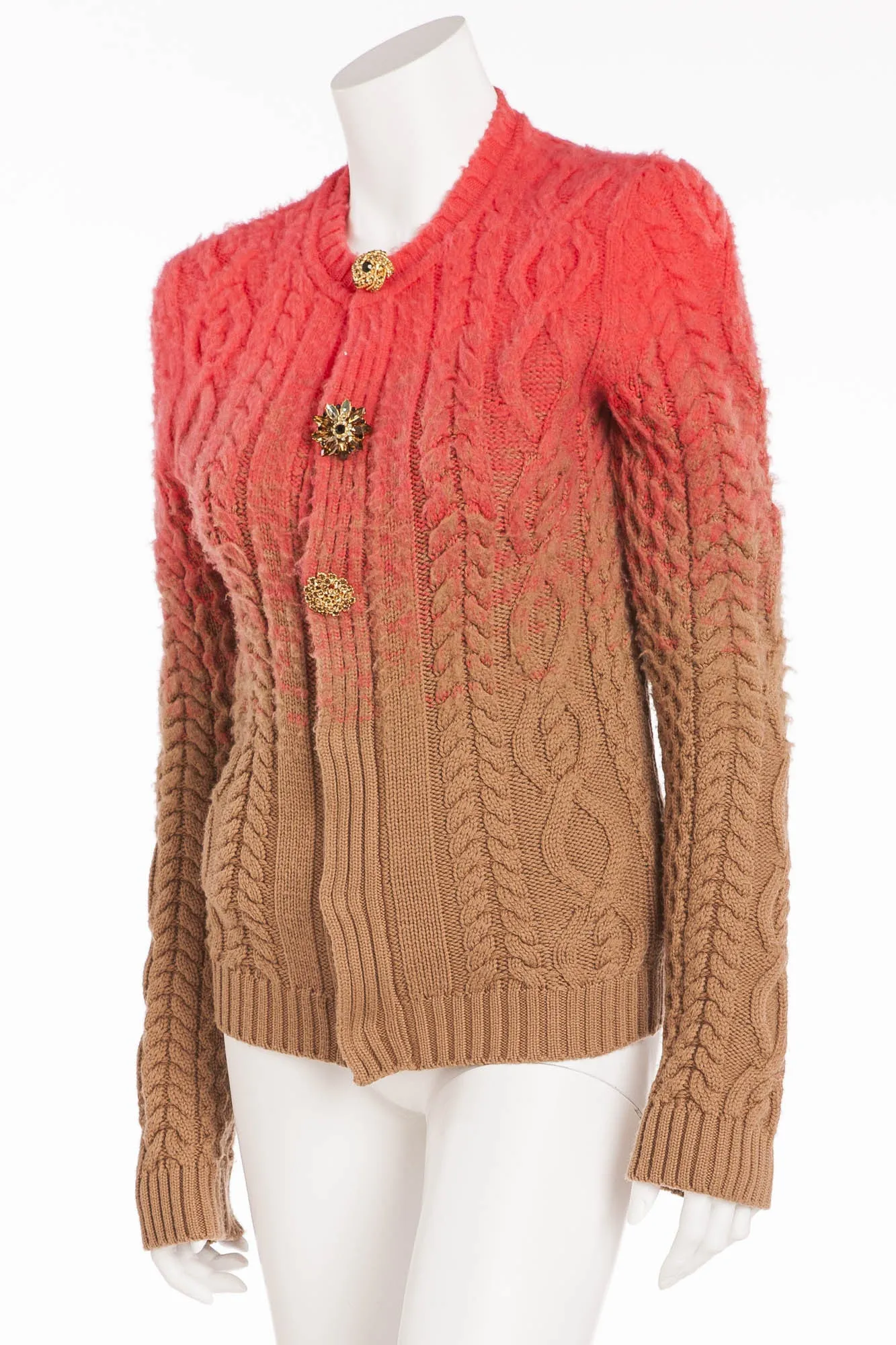 Dsquared2 - New Coral and Brown Ombre Cardigan with Crystal Buttons - L