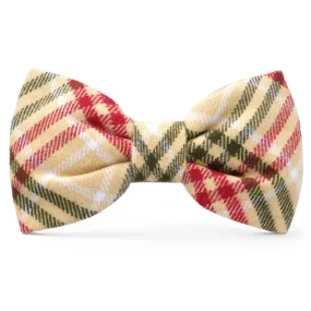 Eggnog Plaid Flannel Dog Bow Tie