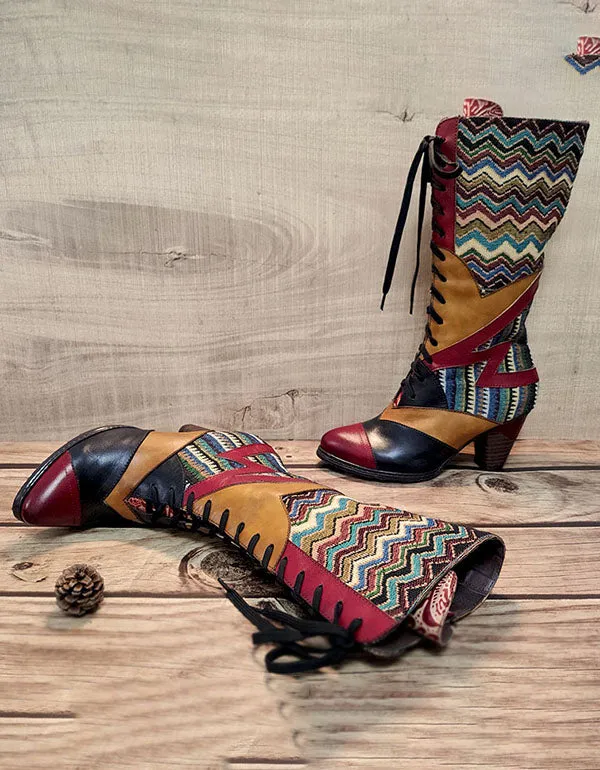 Ethnic Bohemian High Tube Handmade Boots 36-41