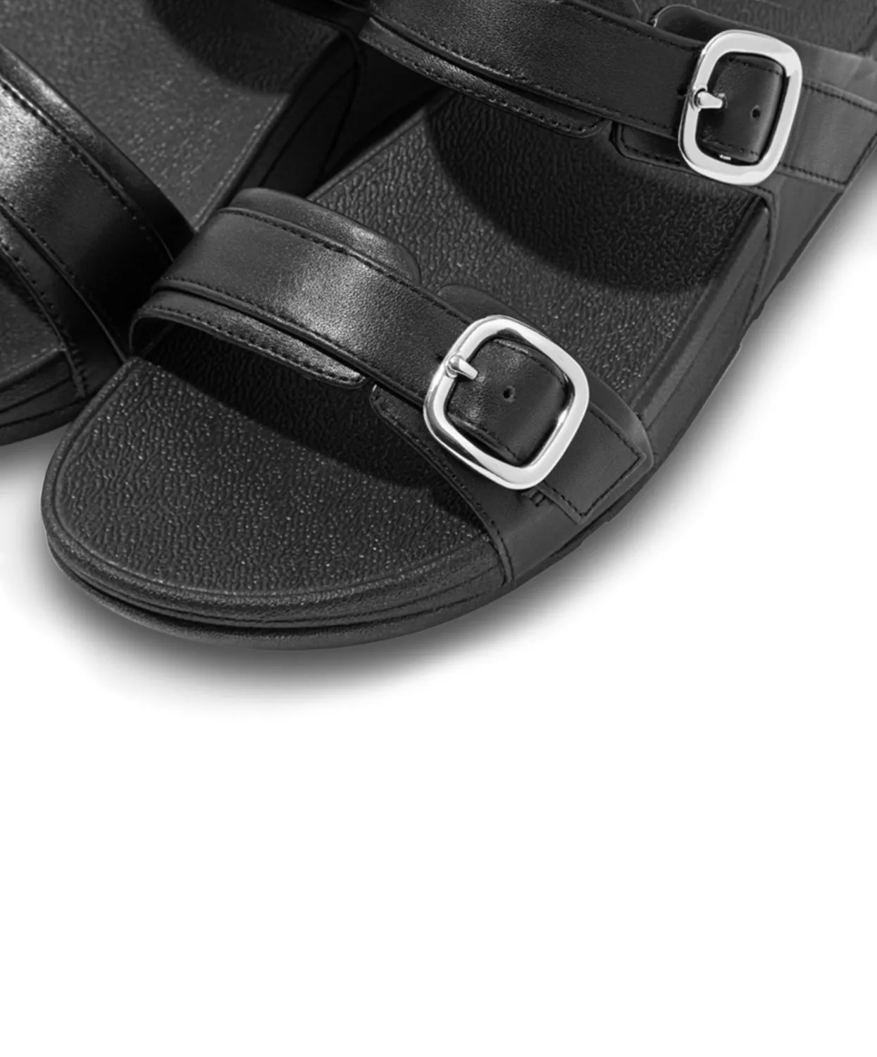 FitFlop Lulu Adjustable Leather Slides Black