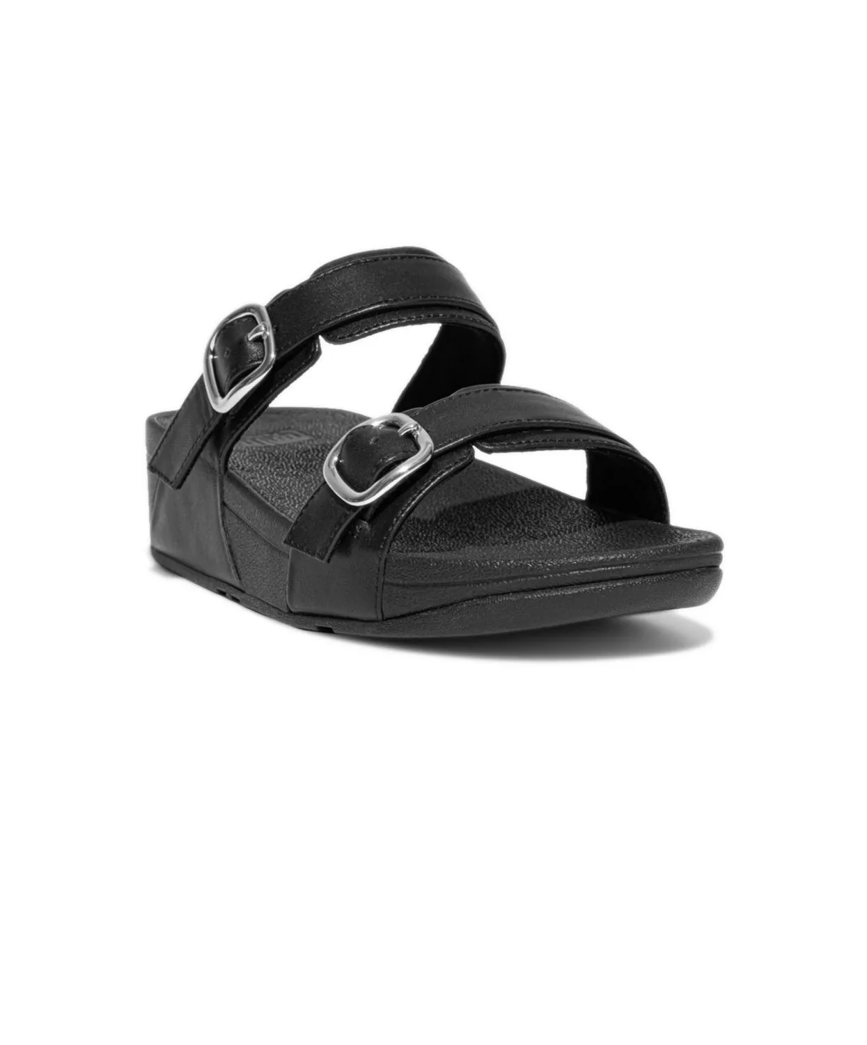 FitFlop Lulu Adjustable Leather Slides Black