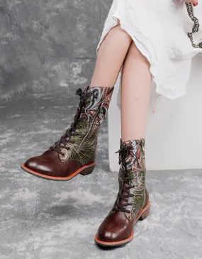 Handmade Vintage Leather Bohemian Mexican Lace-up Ankle Boots