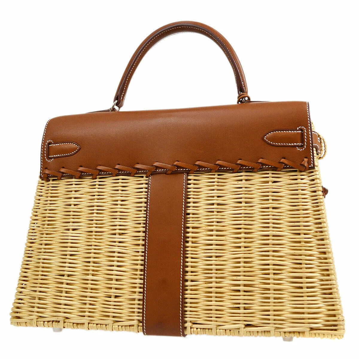 HERMES Kelly Picnic Hand Bag O K26 Natural Barenia Willow G03427k