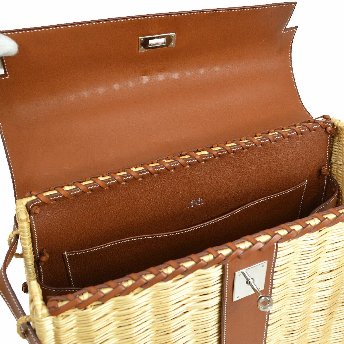 HERMES Kelly Picnic Hand Bag O K26 Natural Barenia Willow G03427k