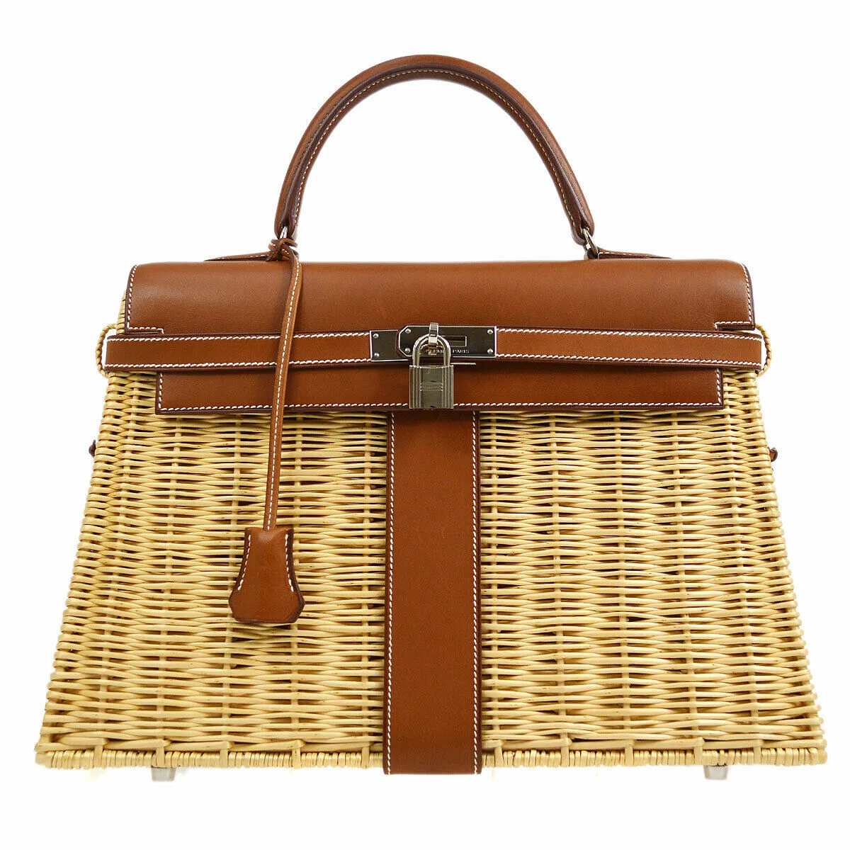 HERMES Kelly Picnic Hand Bag O K26 Natural Barenia Willow G03427k