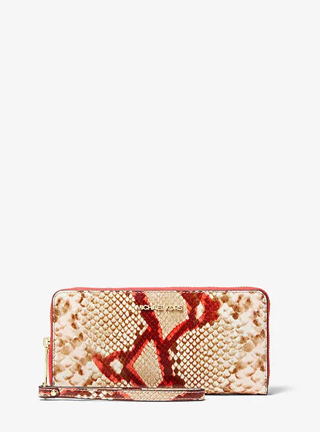 Jet Set Travel Large Python Embossed Leather Wristlet