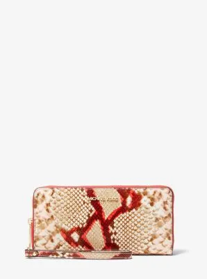 Jet Set Travel Large Python Embossed Leather Wristlet