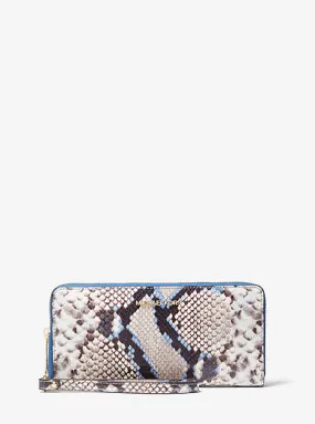 Jet Set Travel Large Python Embossed Leather Wristlet