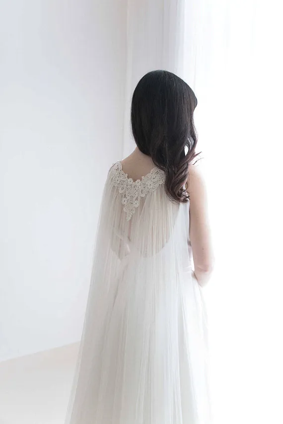 Lace bridal cape veil