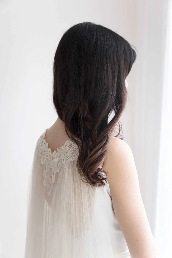 Lace bridal cape veil