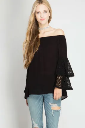 Layered Bell Sleeve Top W/ Lace