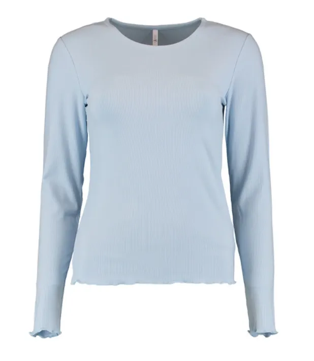 Lenia Soft Blue Longsleeve Basic Top