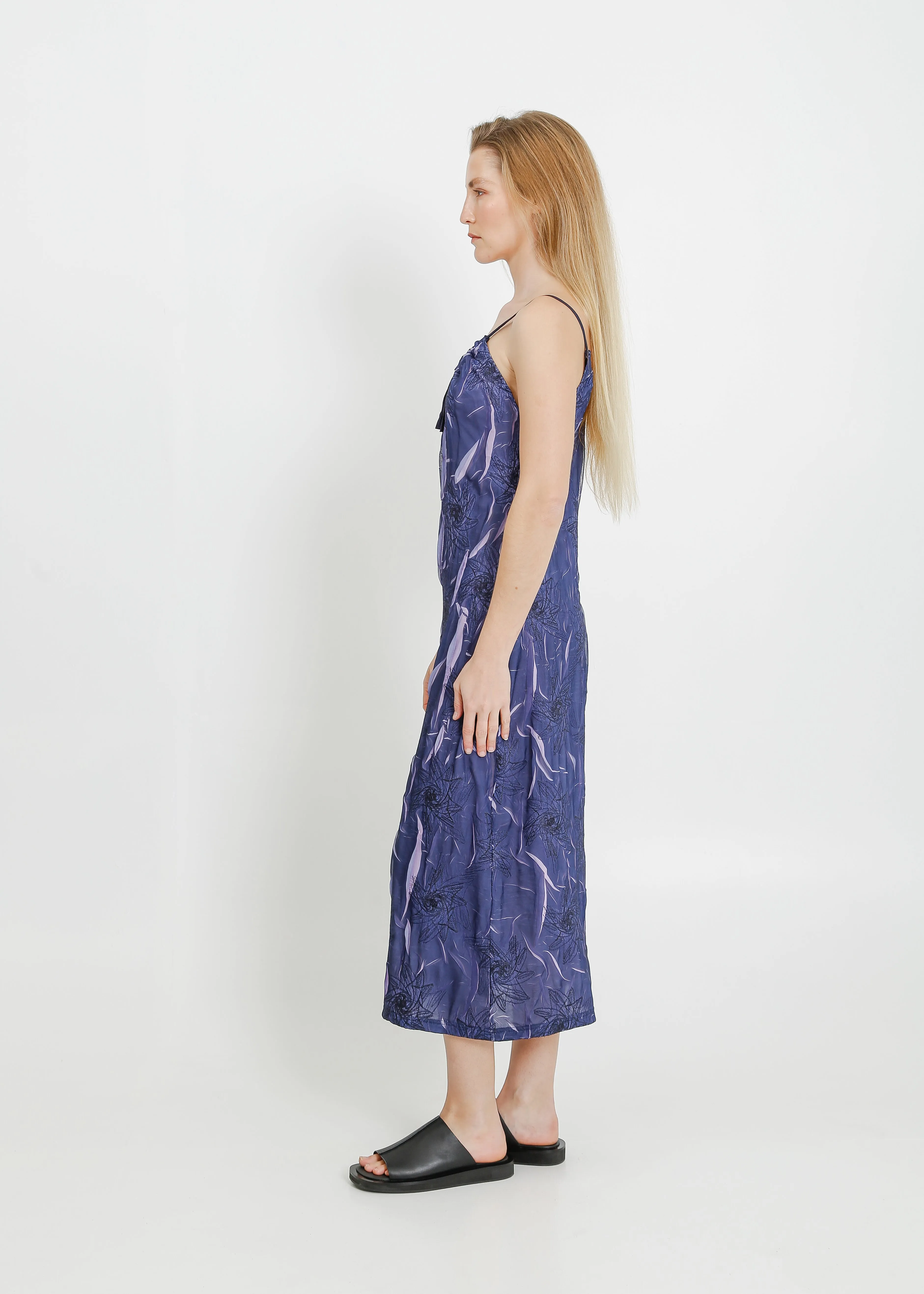 LOWEN PLEAT DRESS / NAVY-MAUVE