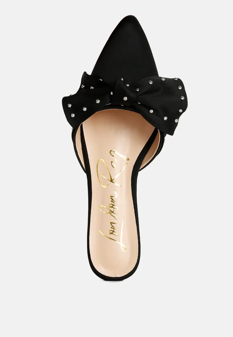 Makeover Studded Bow Flat Mules