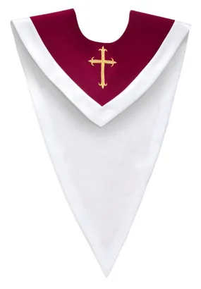 Maroon/White V-Neck Choir Stole