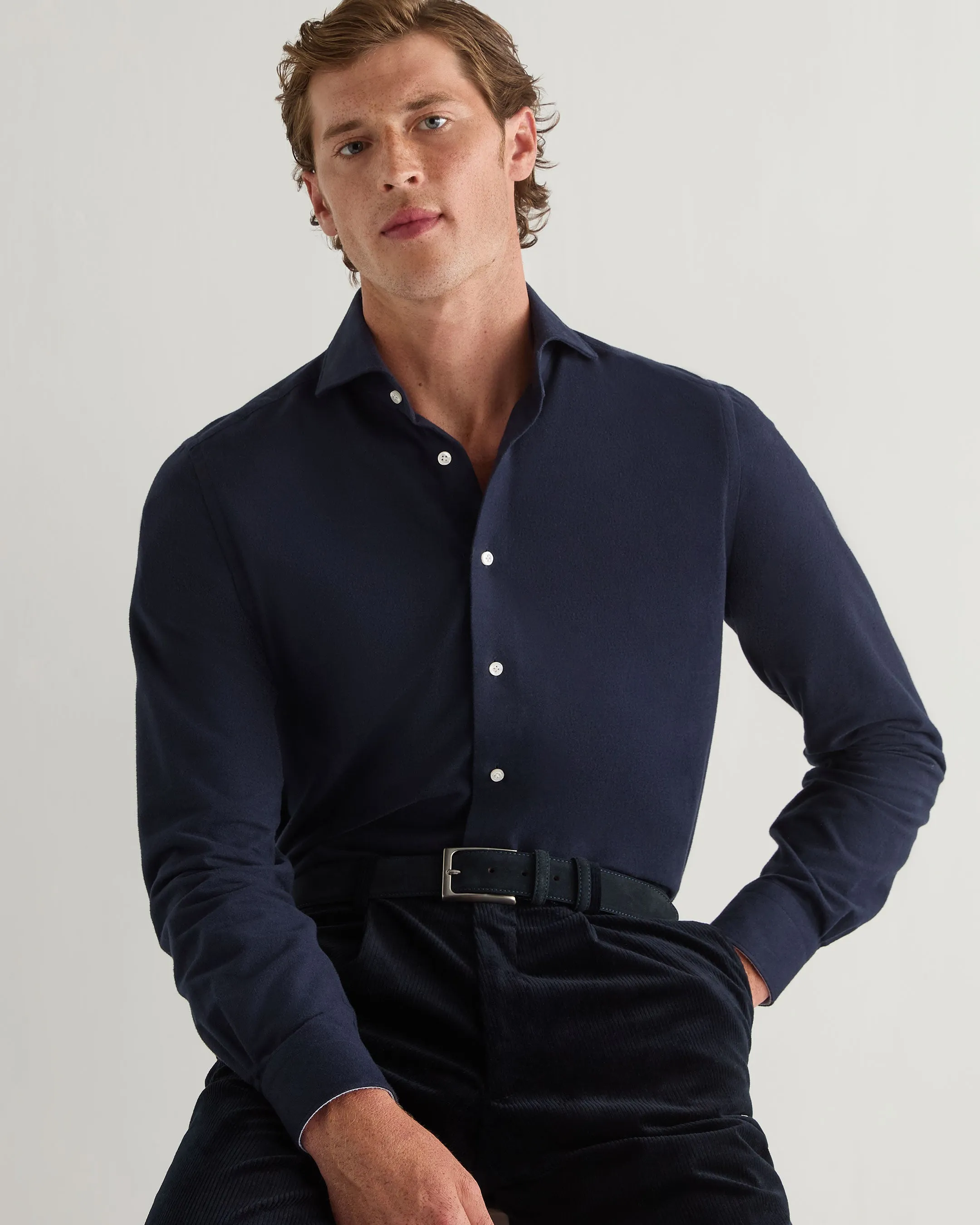 Men's Cannes Soft Flannel Shirt Navy Blue