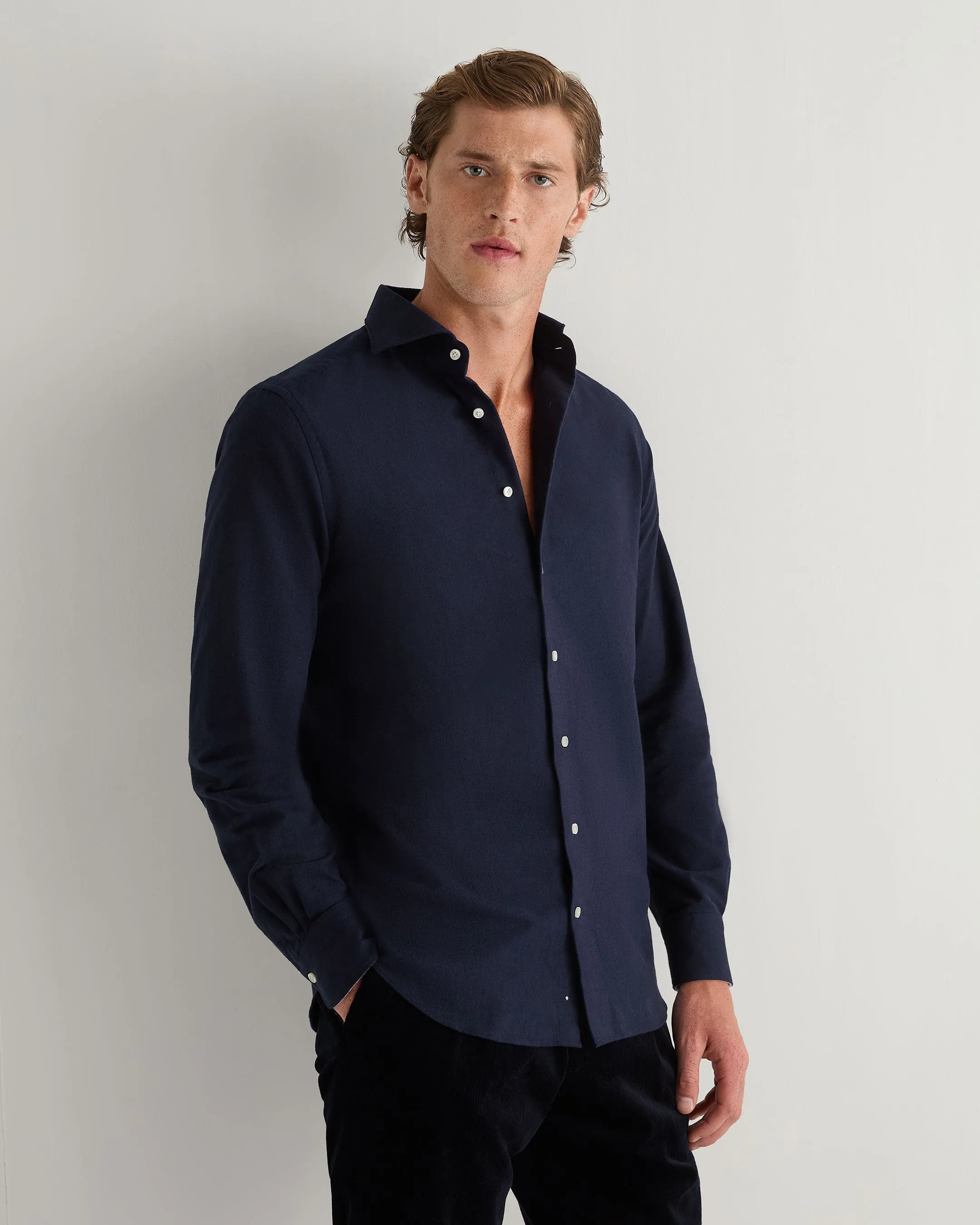 Men's Cannes Soft Flannel Shirt Navy Blue