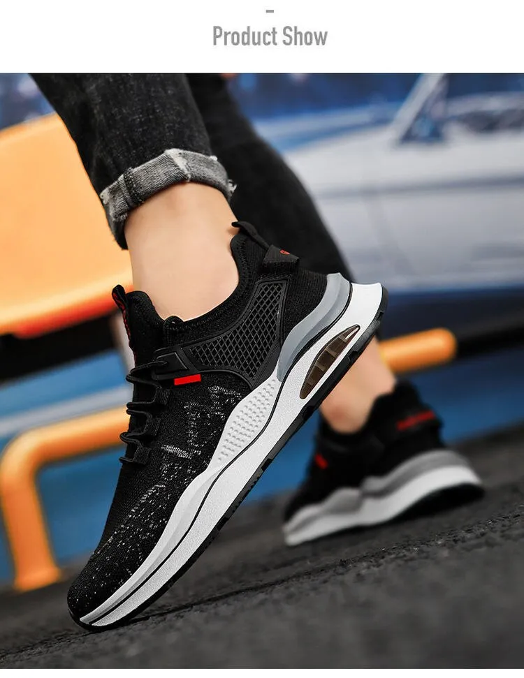 Men's Sports Casual Shoes Mesh Breathable Lace-up Running Korean Version Flying Woven Cross-border