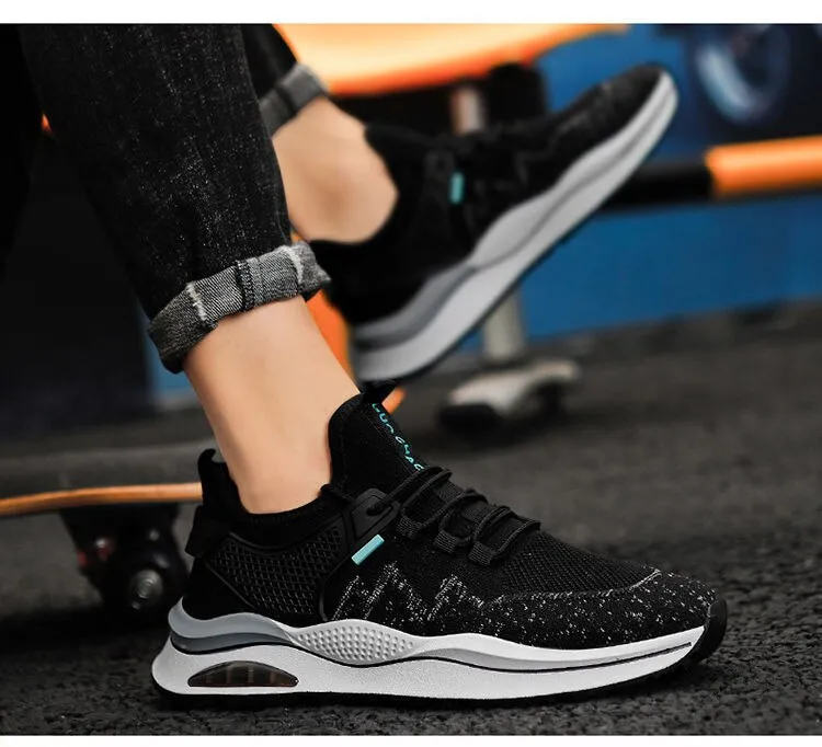 Men's Sports Casual Shoes Mesh Breathable Lace-up Running Korean Version Flying Woven Cross-border