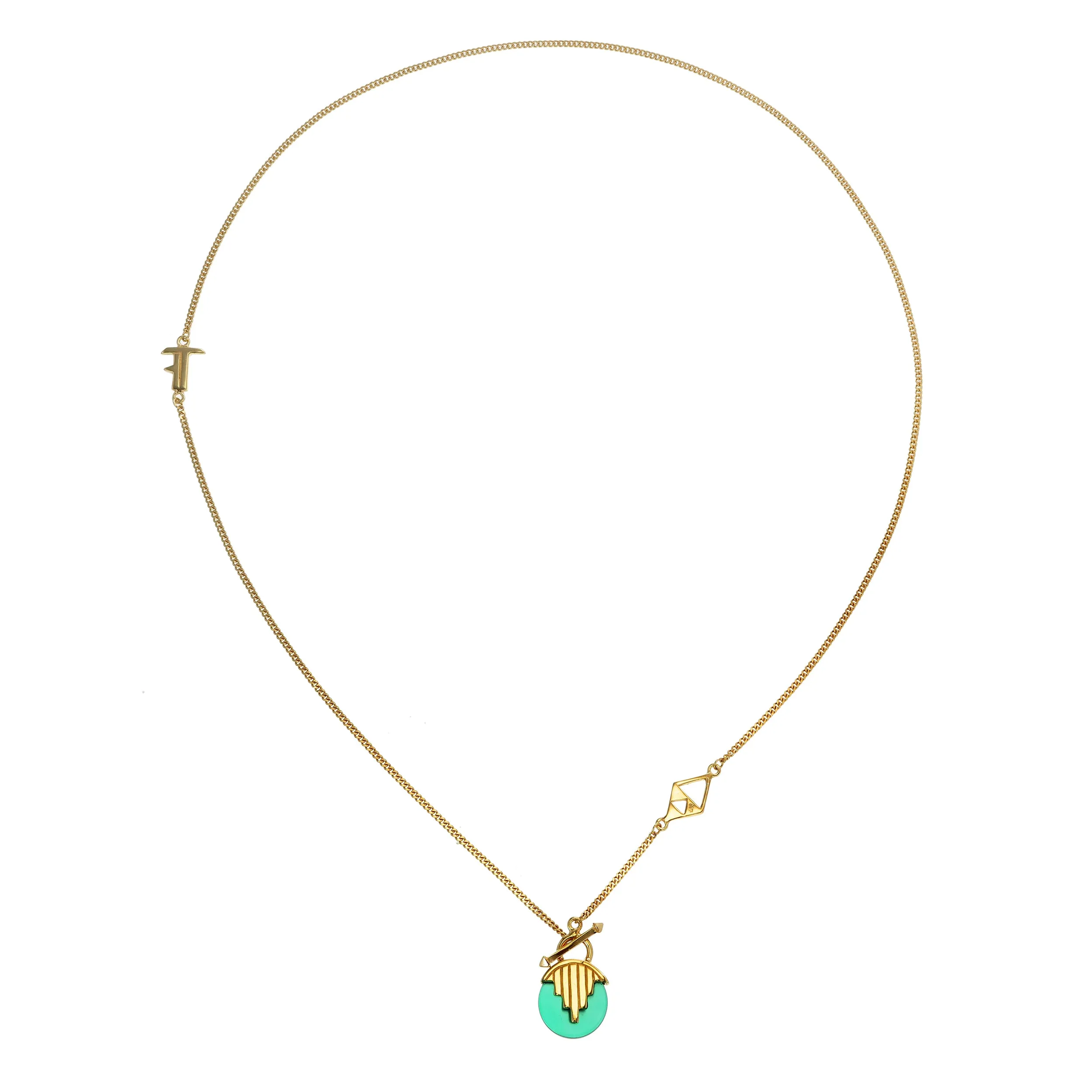 MINI AURORA PENDULUM NECKLACE GREEN ONYX - GOLD