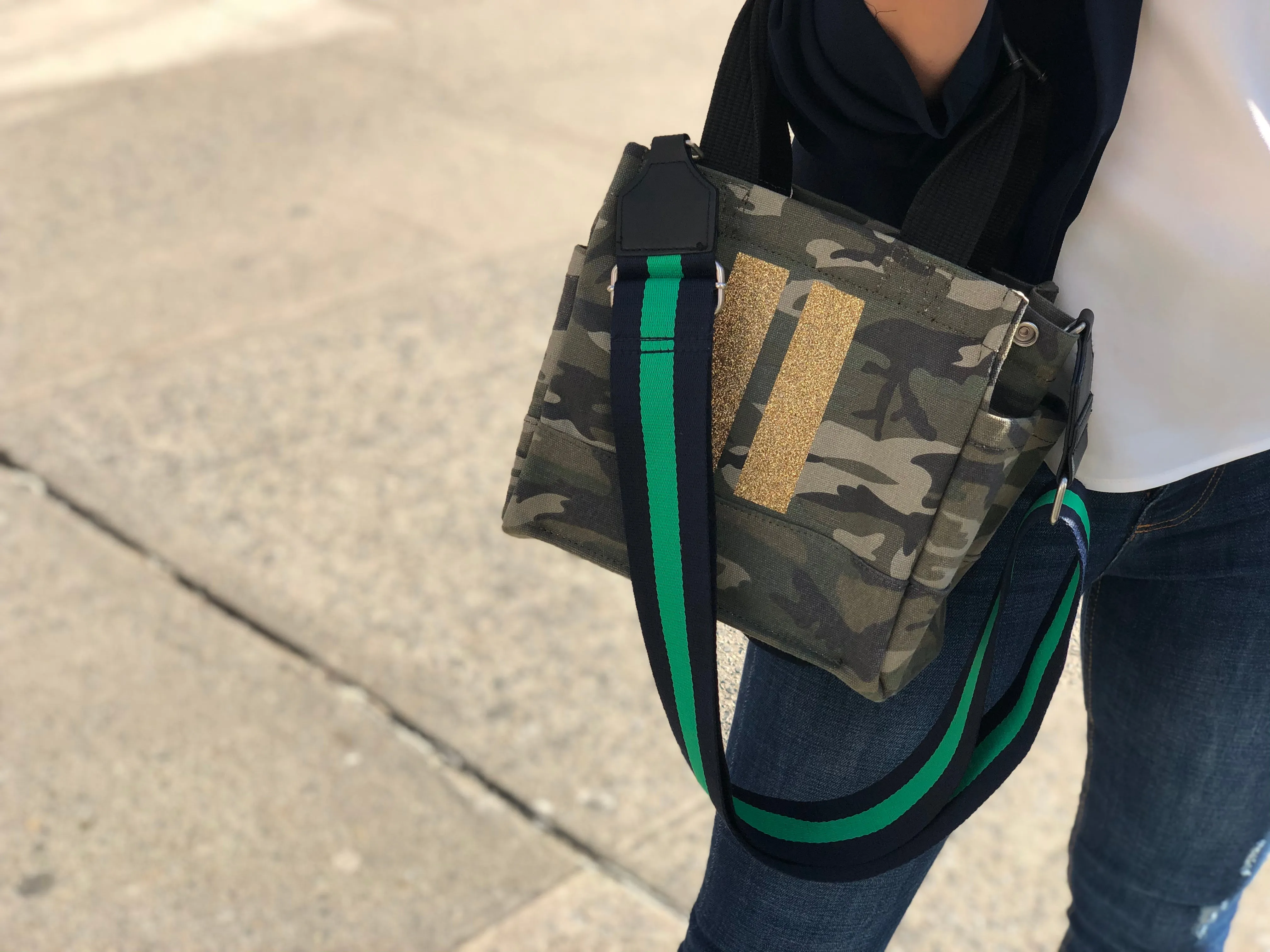 Mini Luxe North South Bag: Green Camouflage