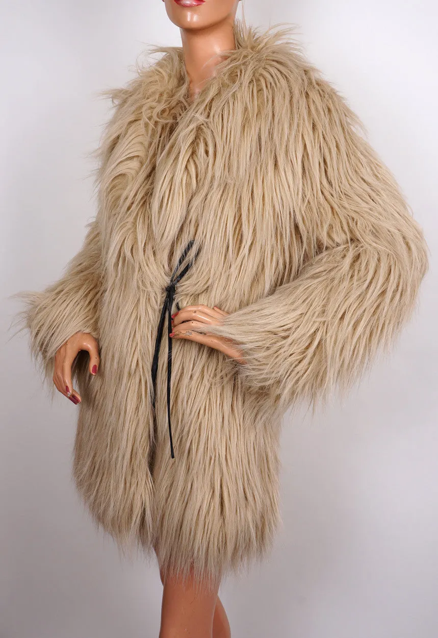 Moschino Mongolian Lamb Faux Fur Coat Ladies Size 8