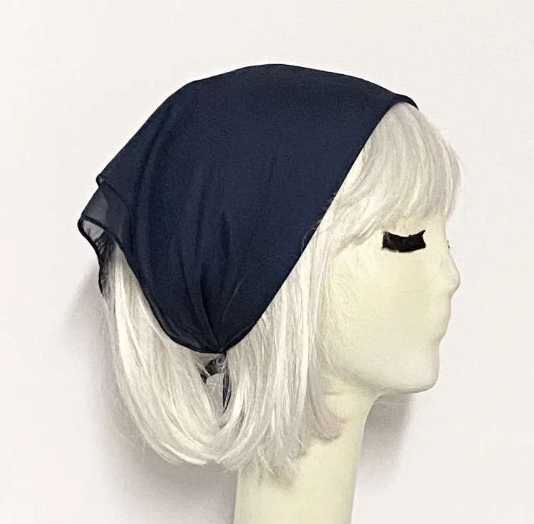 Navy Chiffon Scarf