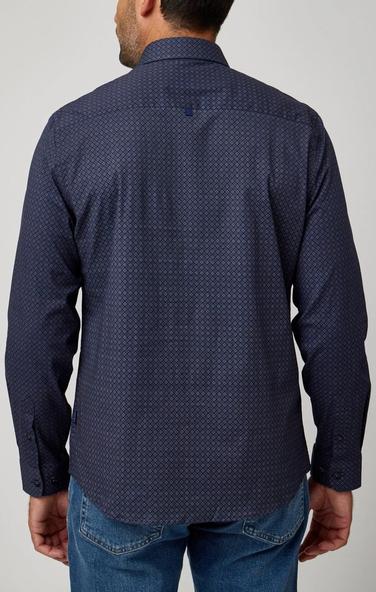 Navy Diagonal Block Geo Print Shirt