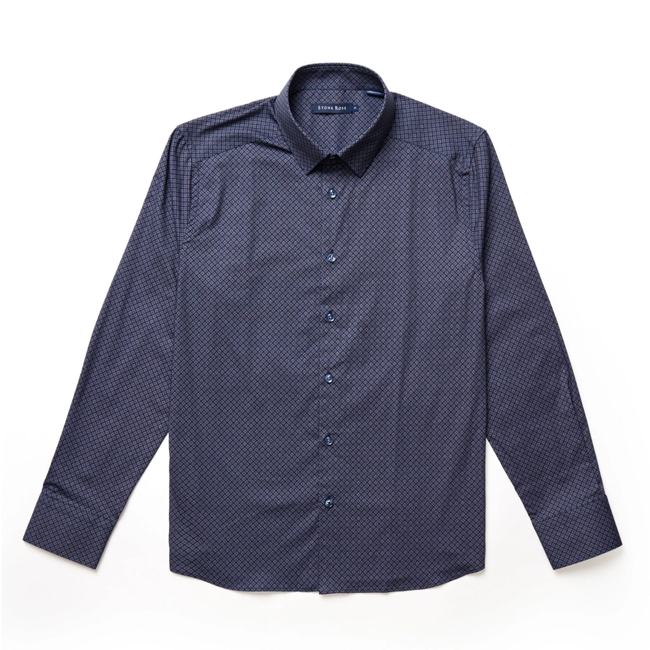 Navy Diagonal Block Geo Print Shirt