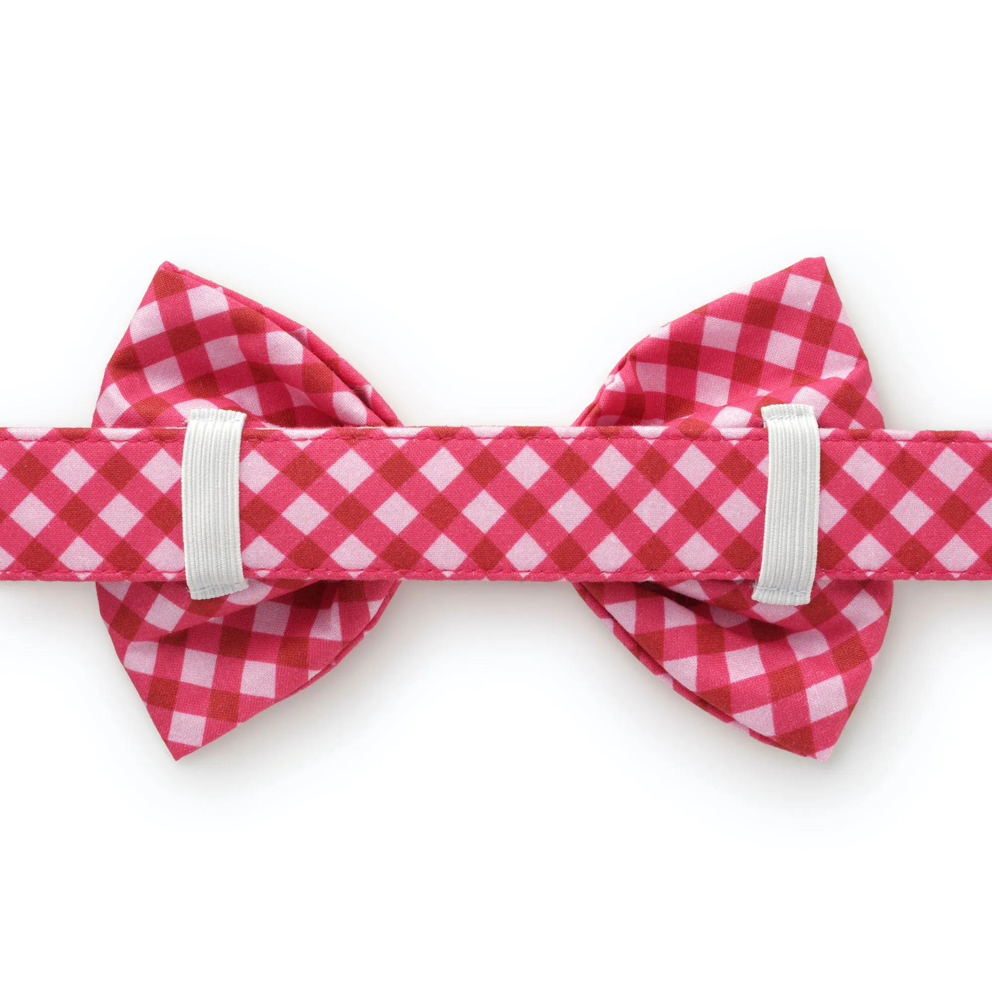 Raspberry Gingham Dog Bow Tie