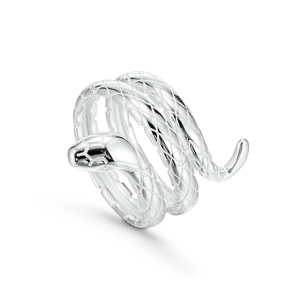 Sterling Silver Long Python Snake Ring