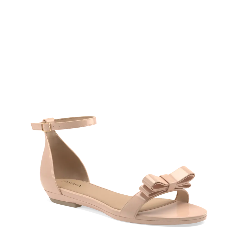 The Pashionista - Sand Patent Bow   Stiletto Heel Kit 4 Sand - FINAL SALE