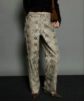 Vegan Leather Python Cut Off Pants