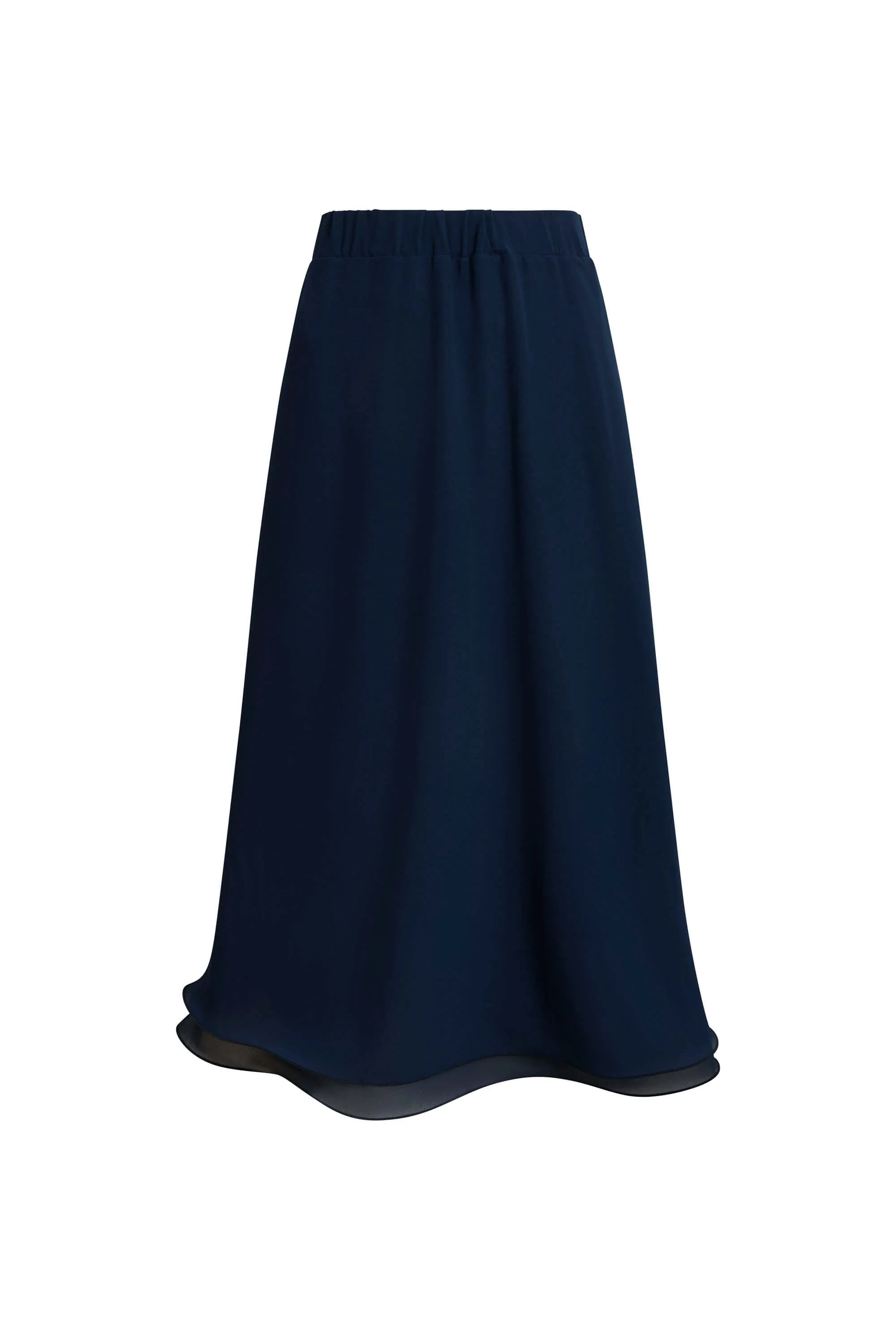 Wave Hem Tiered Skirt Navy