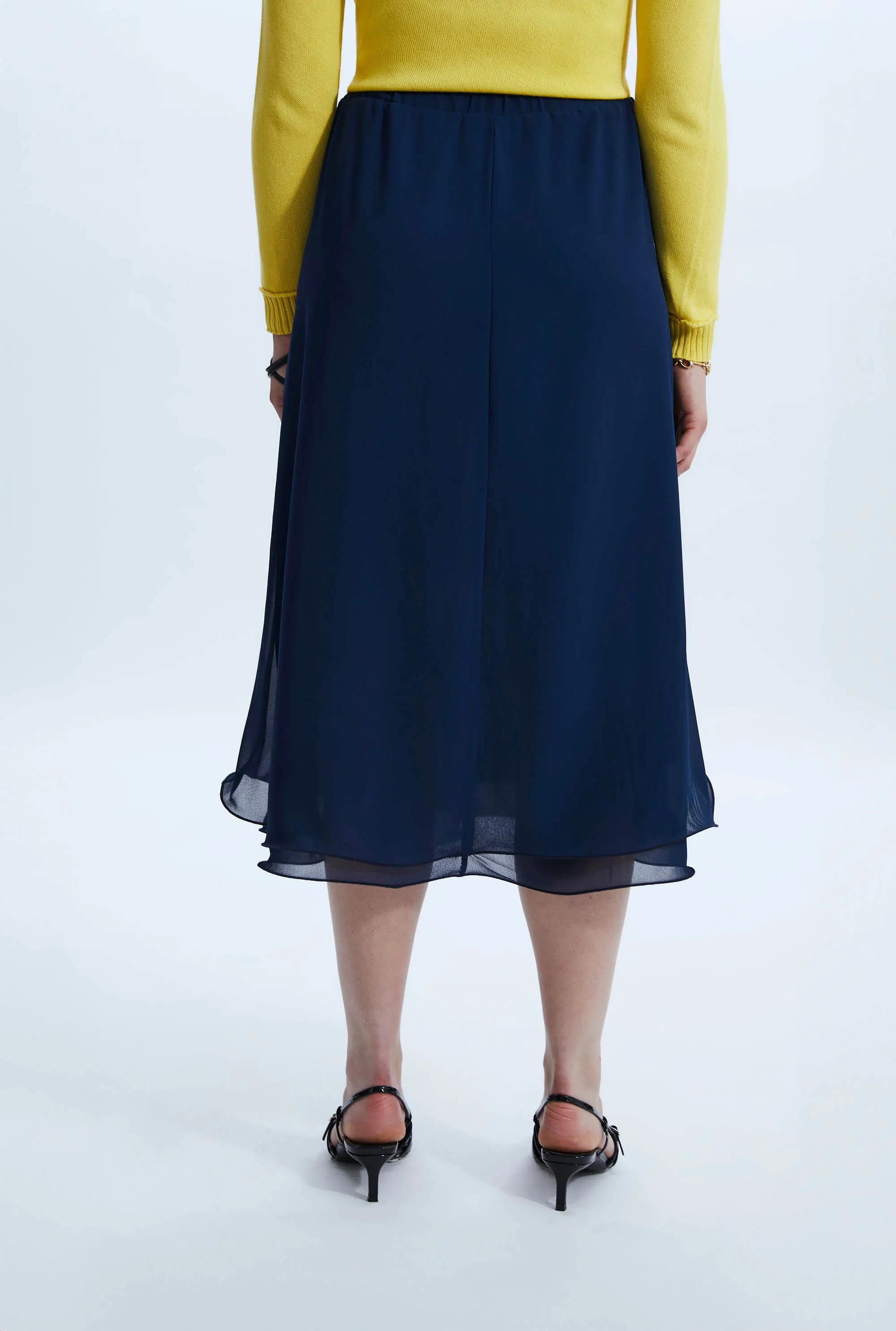 Wave Hem Tiered Skirt Navy