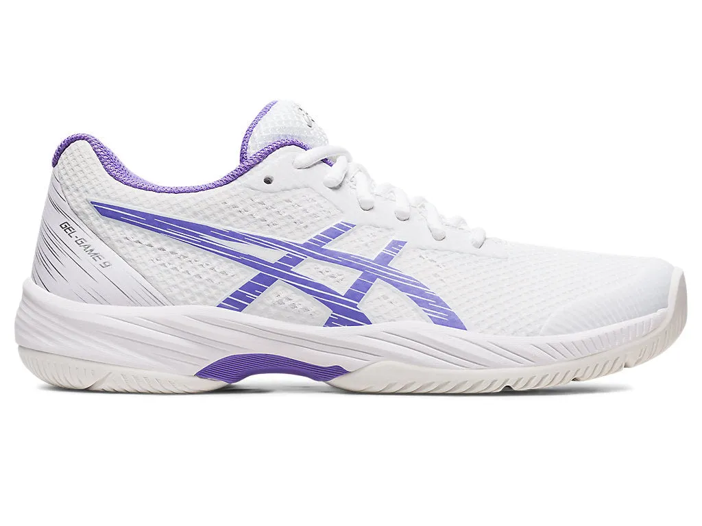 Women's Asics Gel-Game 9, White/Amethyst, 8.5 B Medium