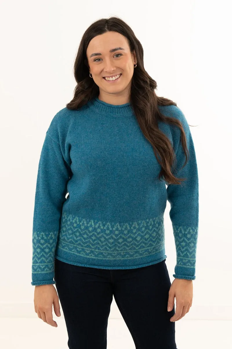 Womens Braemar Fair Isle Jumper - Turquoise