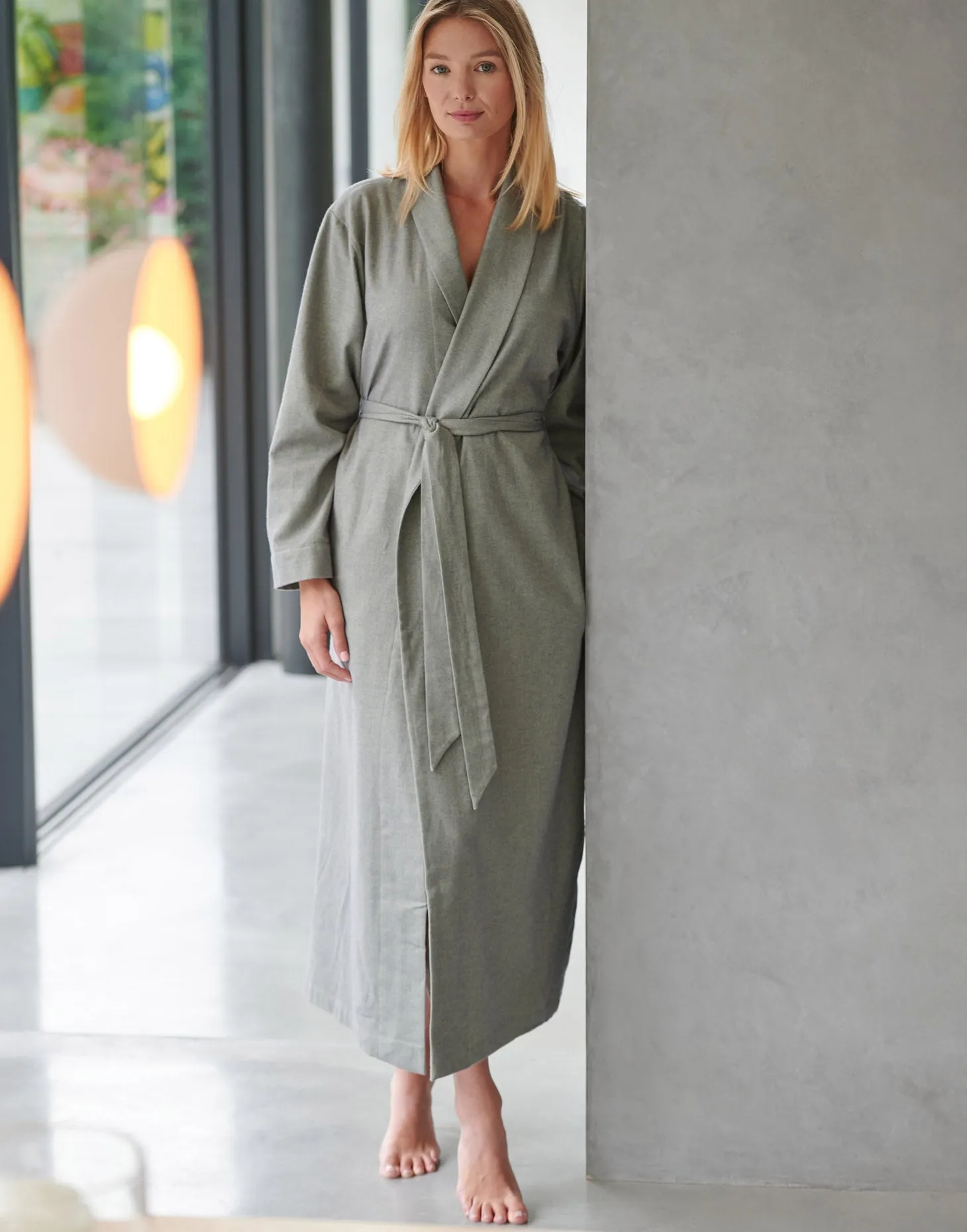 Women's Brushed Cotton Dressing Gown – Orkney Herringbone