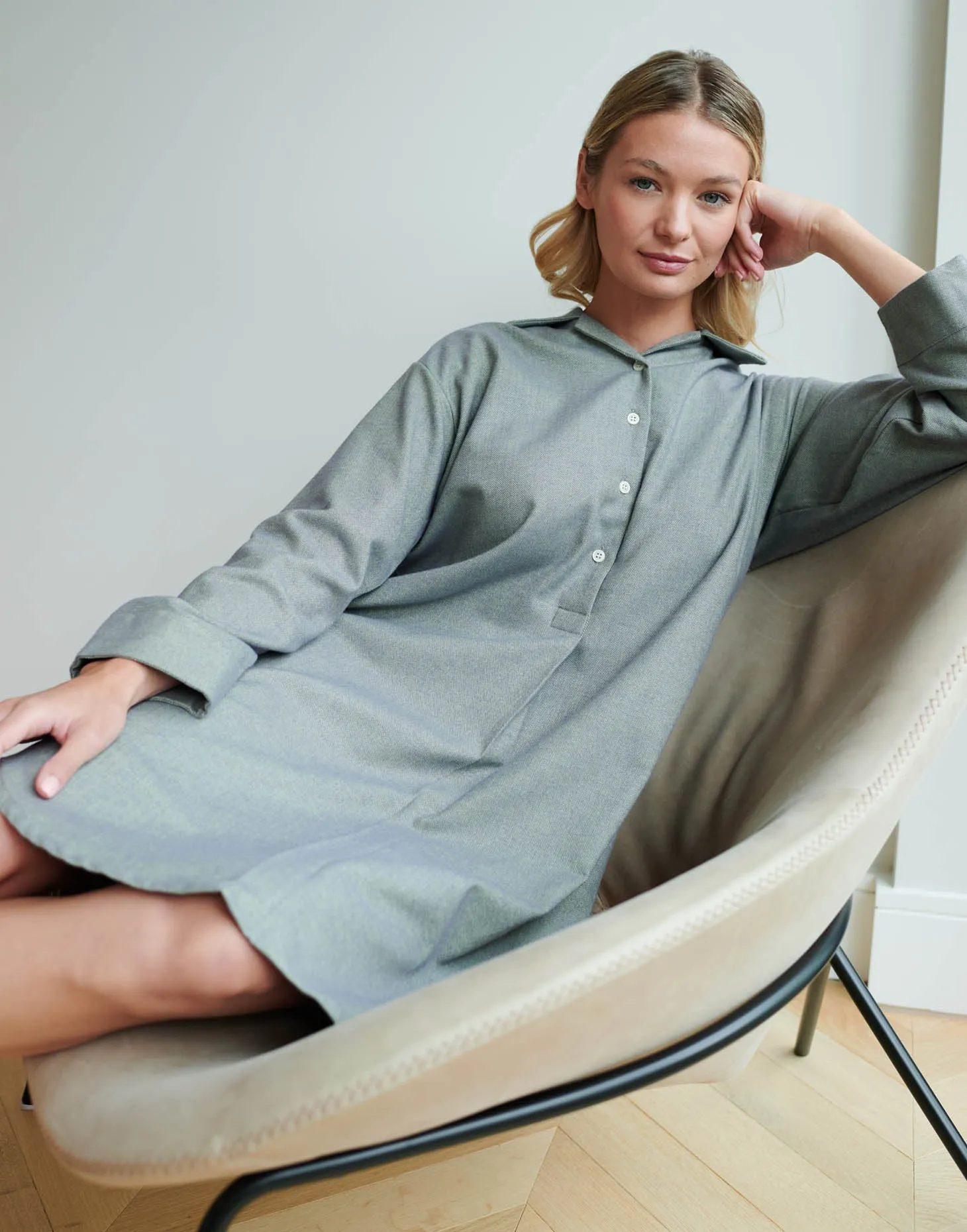 Women's Brushed Cotton Nightshirt – Orkney Herringbone