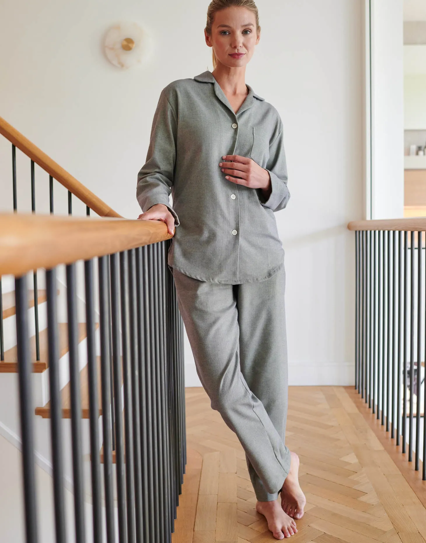 Women's Brushed Cotton Pyjama Set – Orkney Herringbone