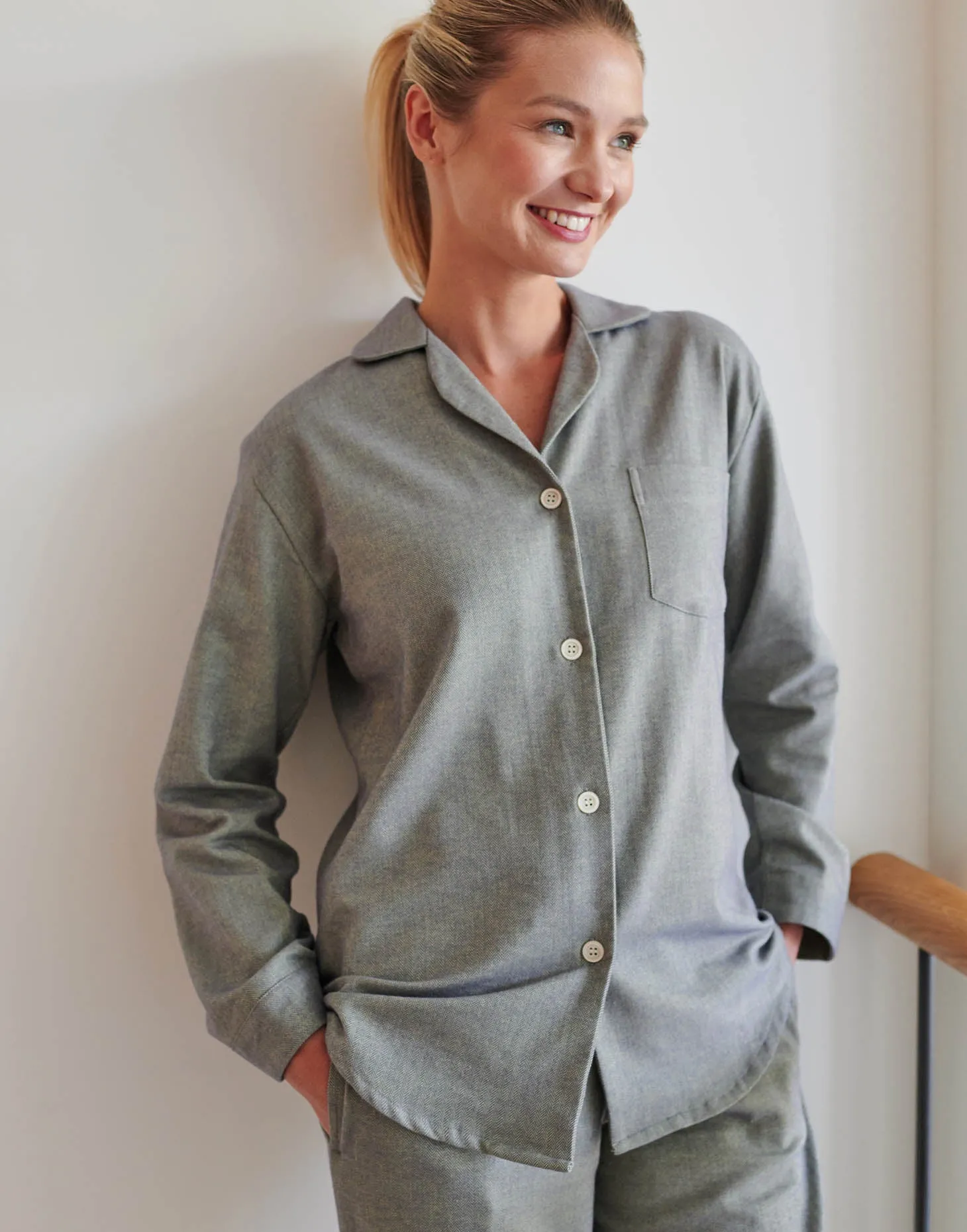 Women's Brushed Cotton Pyjama Set – Orkney Herringbone