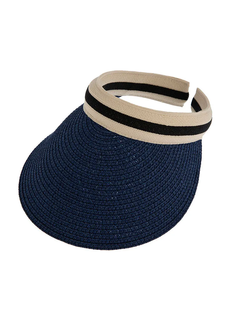 Women's Straw Sun Visor with Ribbon Band