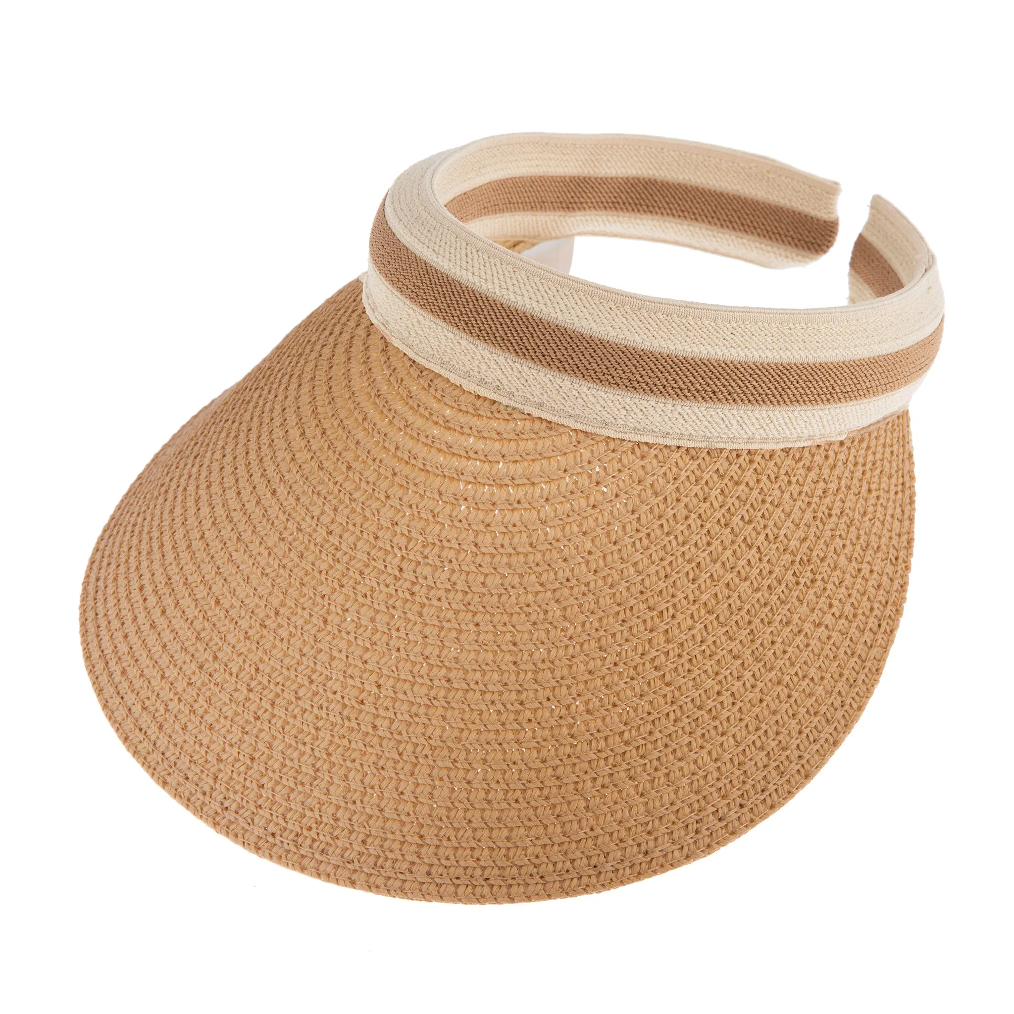 Women's Straw Sun Visor with Ribbon Band