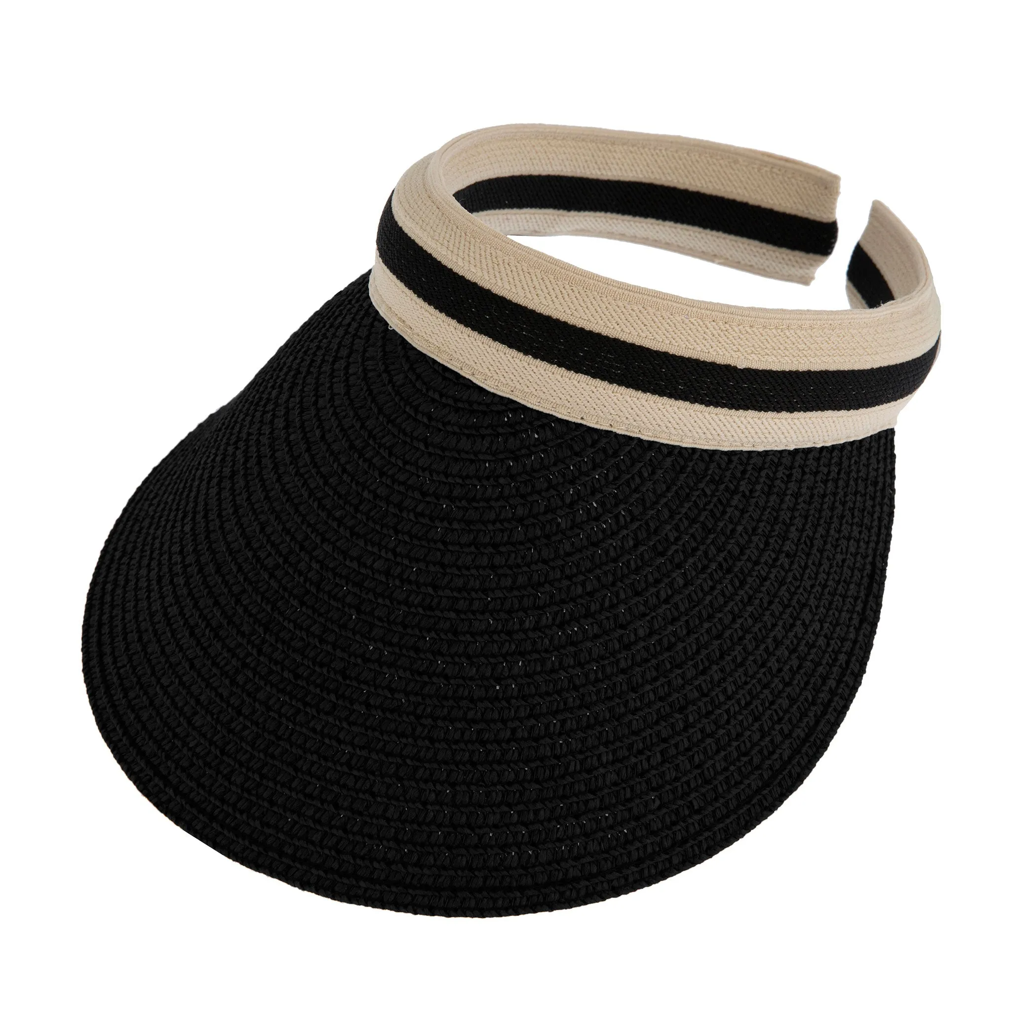 Women's Straw Sun Visor with Ribbon Band